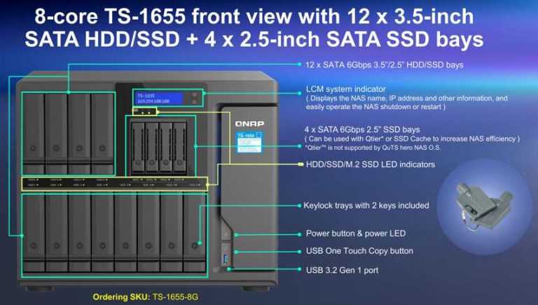 Qnap TS 1655 Tower NAS With 12x3 5 Inch HDDs And 4x2 5 Inch SSDs