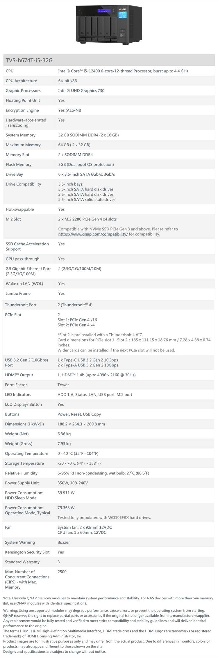 Qnap Tvs H674t I5 32g Spectabl