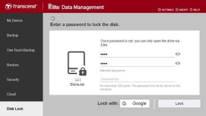 Transcend Elite Win Disklock Screenshot 2