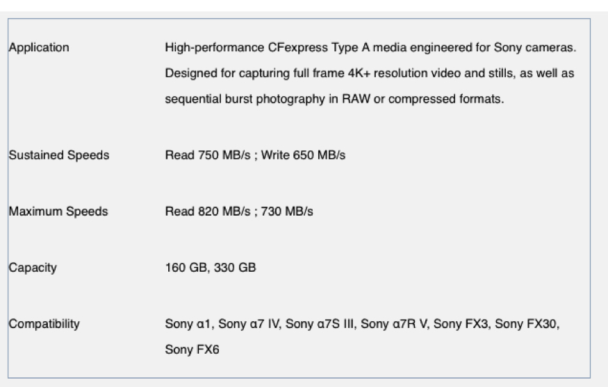 Angelbird Cfexpress Type A Memory Cards Sony F2