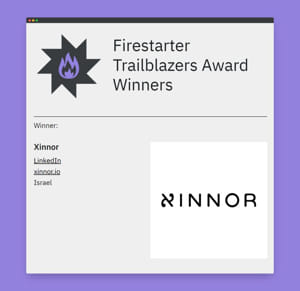 Xinnor Wins Firestarter Trailblazers Award